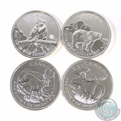 RCM Issue: 2011 Grizzly, 2012 Cougar, 2012 Moose & 2013 Antelope 1oz $5 Silver Maple Leafs (TAX Exem