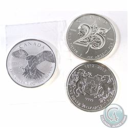 RCM Issue: 2012 Canada War of 1812 3/4oz, 2013 25th Anniversary 1oz & 2016 Peregrine Falcon 1oz .999