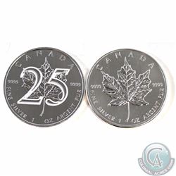 RCM Issue: 2013 Canada 25th Anniversary & 2013 Regular 1oz .9999 Fine Silver Maple Leafs (TAX Exempt
