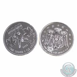 RCM Issue: 2009 Canada Olympic Raven & 2010 Olympic Hockey 1oz .9999 Fine Silver Maple Leaves (TAX E