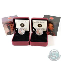 RCM Lot: 2x 2012 Canada War of 1812 $3 Fine Silver Coins. You will receive 2012 Tecumseh & 2012 Sir 