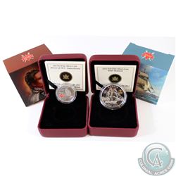 RCM Lot: 2012 Canada $10 HMS Shannon & 2013 $3 Laura Secord War of 1812 Fine Silver Coins. 2pcs (TAX