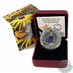 RCM Issue: 2014 Canada $20 Butterflies of Canada - Red-Spotted Purple Fine Silver Coin (Small spot o