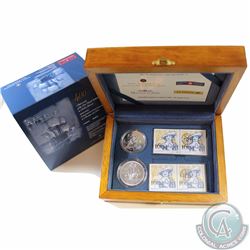 RCM Issue: 2004 Canada Ile Sainte-Croix 2-Coin and Stamp Set (1/4 Euro capsule lightly scratched)
