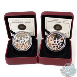 RCM Issue: 2x 2011 Canada $20 Small Crystal Snowflake Fine Silver Coins. You will receive Montana & 