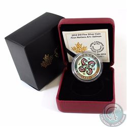 RCM Issue: 2014 Canada $10 First Nations Art - Salmon Fine Silver Coin (Outer sleeve has surface rip