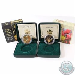 RCM Issue: 2002 Canada 50-cent Golden Tulip & 2003 Golden Daffodil Sterling Silver Coins (2003 capsu
