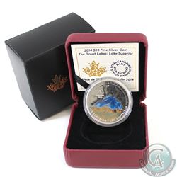 RCM Issue: 2014 Canada $20 The Great Lakes - Lake Superior Fine Silver Coin (TAX Exempt). Comes with