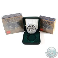 RCM Lot: 2002 Canada Cased Proof & Brilliant Uncirculated Silver Dollar Commemorating the Queen's Go