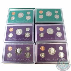 United States: Lot of 6x Proof Sets Dated 1990 to 1994 & 1996 in all Original Packaging. 6pcs (1992 