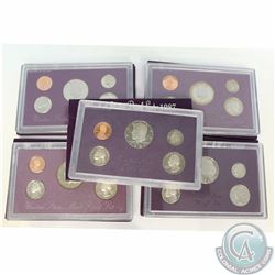 United States Mint Issue: Estate Lot of 5x United States Proof Sets in Original Packaging Dated 1986