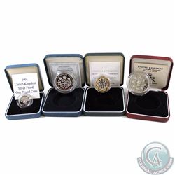 Royal Mint Issue: Estate Lot of 4x United Kingdom Commemorative Sterling Silver Proof Coins. You wil