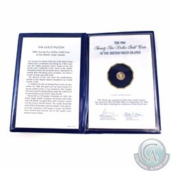 Franklin Mint Issue: 1984 British Virgin Islands $25 .500 Fine Gold Peregrine Falcon Coin in Origina
