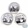 Image 1 : China Mint Issue: Lot of 3x .999 Fine Silver China Pandas Encapsulated Dated 2013, 2016 & 2017 (Caps