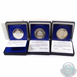 Franklin Mint Issue: Lot of 3x Barbados $10 Sterling Silver Proof Coins in all Original Packaging. E