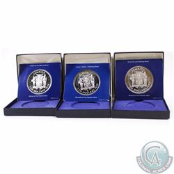 Franklin Mint Issue: Lot of 3x Jamaican $10 Sterling Silver Commemorative Proof Coins in all Origina