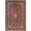 Image 1 : Pair of Keshan Rugs, Post 1950, Red ground with floral spray field centering a diamond medall...