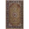 Image 1 : Tabriz Rug, Post 1950, Gold ground with millefleur field centering a star medallion on blue-b...