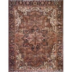 Heriz Rug, Post 1950, Red ground with herati field centering a star medallion on blue-red gro...