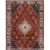 Image 1 : Joshaghan Rug, Post 1950, Red ground with floral spray field centering a stepped diamond meda...