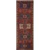 Image 1 : Hamadan Rug, Post 1950, Red ground with latchhook and geometric field centering five rectangu...