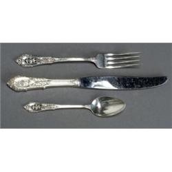 R. Wallace & Sons Sterling Flat Table Service, Wallingford, CT, Rose Point Pattern, Introduced...