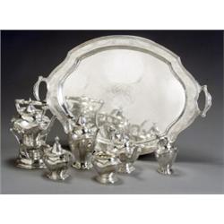 Reed & Barton Sterling Assembled Six-Piece Coffee and Tea Service with Tray, Taunton, MA, First...