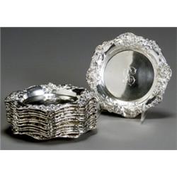 Set of Twelve Dominick & Haff Sterling Bread and Butter Plates, New York, Dated 1902, The rim...