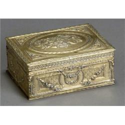 German Neoclassical Style Gilt Metal Box, First Quarter 20th Century, Marked on bottom W abov...