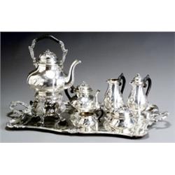 Austrian Silver Six-Piece Coffee and Tea Service, Maker's Mark RC, Retailed by Schwarz & Steine...