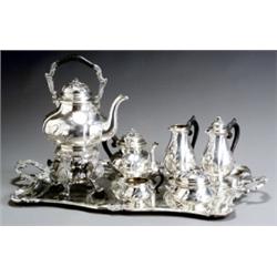 Austrian Silver Six-Piece Coffee and Tea Service, Maker's Mark RC, Retailed by Schwarz & Steine...