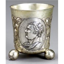 German Parcel Gilt Silver Beaker, Augsburg, Circa 1690, Depicting portrait medallions of rule...