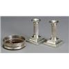 Image 1 : Pair of English Weighted Silver Candlesticks and a Wine Coaster, The candlesticks, Goldsmiths a...