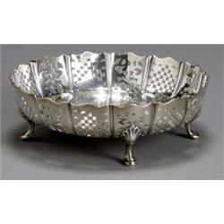 Victorian Silver Bowl, Hy. Willkinson & Co., Sheffield, 1856, The pierced scalloped sides enc...
