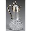 Image 1 : Victorian Silver Mounted Cut Glass Claret Jug, Maker's mark ? T, London, 1873, The collar eng...