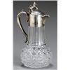 Image 1 : Victorian Silver Mounted Cut Glass Claret Jug, Maker's mark ? T, London, 1873, The collar eng...