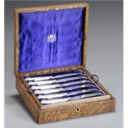 Cased Set of Six Edward VII Silver Luncheon Knives and Six Forks, Harrison Brothers & Howson, S...