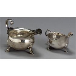 Two George III Silver Sauce Boats, The first, Irish, maker's mark ? I, Dublin, 1791, having an...