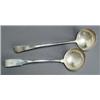 Image 1 : Two George III-IV Silver Soup Ladles, The first, Irish, maker's marks illegible, Dublin, 1827,...