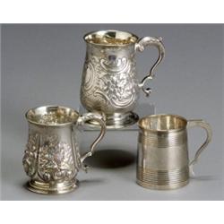 Three George III Silver Mugs, The first, Francis Crump, London, 1768, with gilt interior; the s...