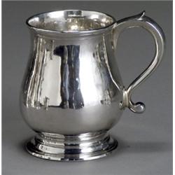 George II Silver Mug, Isaac Cookson, Newcastle, 1731, Engraved with a stag's head crest above...