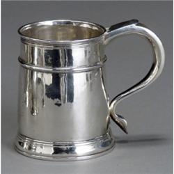 Queen Anne Britannia Silver Mug, John Rand, London, 1707, With engraved armorial within a fol...