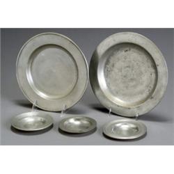 Group of Twelve Pewter Plates and Twelve Butter Plates, Mostly English, 18th-19th Century, Ea...