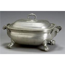 Victorian Pewter Covered Warming Dish, Thomas Compton, London, Late 18th Century, Stamped on...