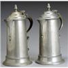 Image 1 : Pair of George III Pewter Flagons, Maker's Mark Unclear, Late, Height: 12-3/4 in (32.4 cm)...