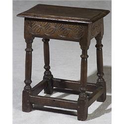 Stuart Oak Joint Stool, Composed of 17th Century Elements, $400-$600...