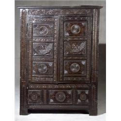 Stuart Oak Wardrobe, Composed of 17th Century Elements, Height: 73 in (185.4 cm); Width: 56 i...