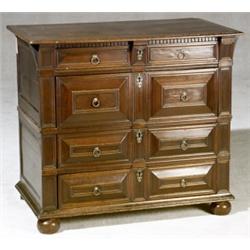 Charles II Oak Two-Part Chest of Drawers, Predominantly Last Quarter 17th Century, Top with s...