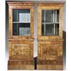 Image 1 : Pair of Queen Anne Style Walnut Side Cabinets, Last Half 19th Century, Each upper section wit...