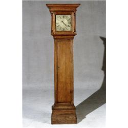 George II-III Oak Tall Case Clock, Mid-18th Century, The square brass dial with Roman numeral...